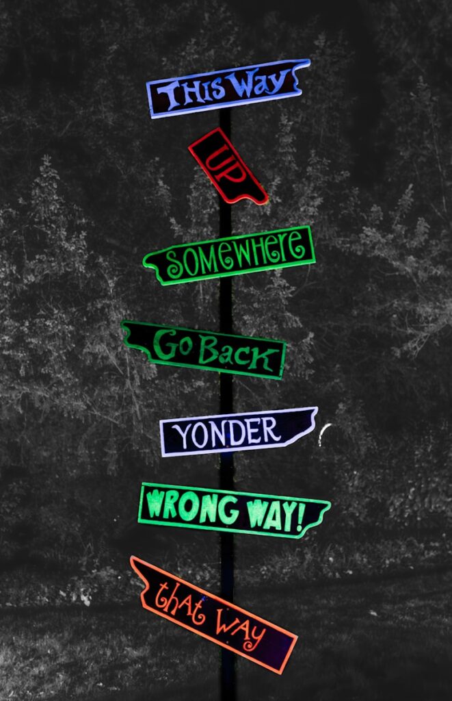 A pole with a bunch of street signs on it